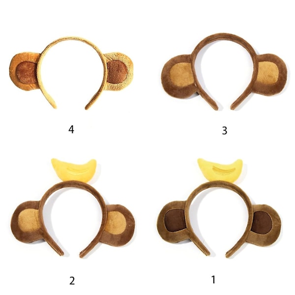 Plush Apeører Hodebånd Tegneserie Banan Hodebånd Morsomme Hårtilbehør (FMY) 3