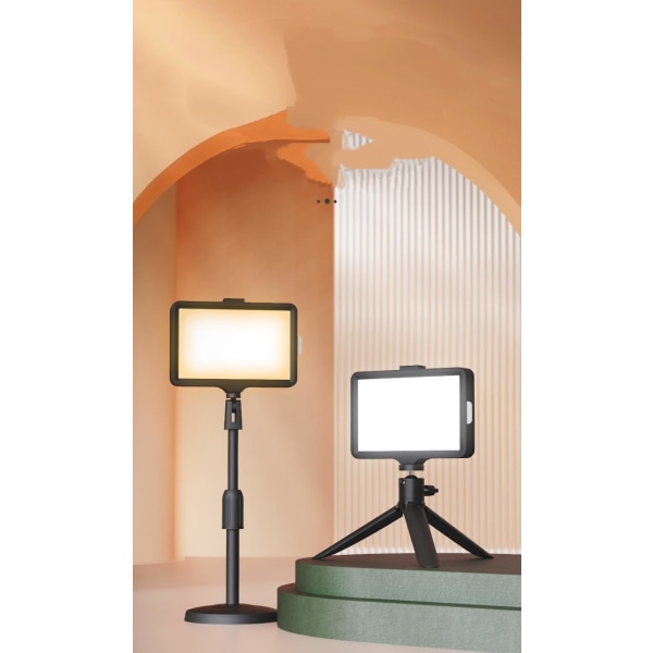 Bärbar fotograferingsbelysningssats Dimbar LED-videolampa med fäste och färgfilter för bordsskiva/lågvinkelfotovideostudiofotografering (FMY)
