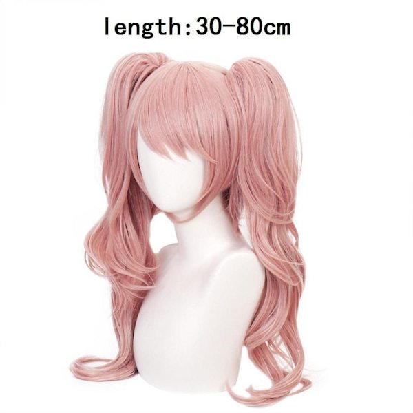 Aveki Anime Cosplay -asu, irrotettava kaksoishäntälettiperuukki, vaaleanpunainen pitkä aaltoileva cosplay-peruukki esitykseen, vaaleanpunainen-152,wz-1749  (FMY)