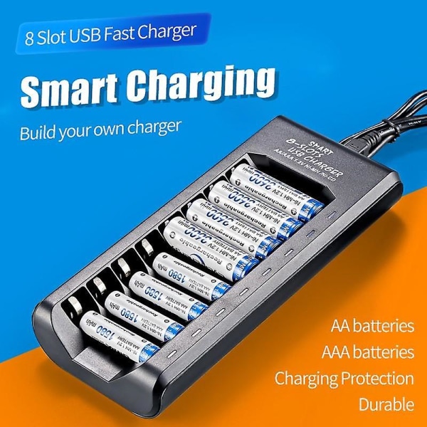 Aa/aaa Battery Charger 8-solt Aa/aaa Nimh Rechargeable Battery Charger  (FMY)