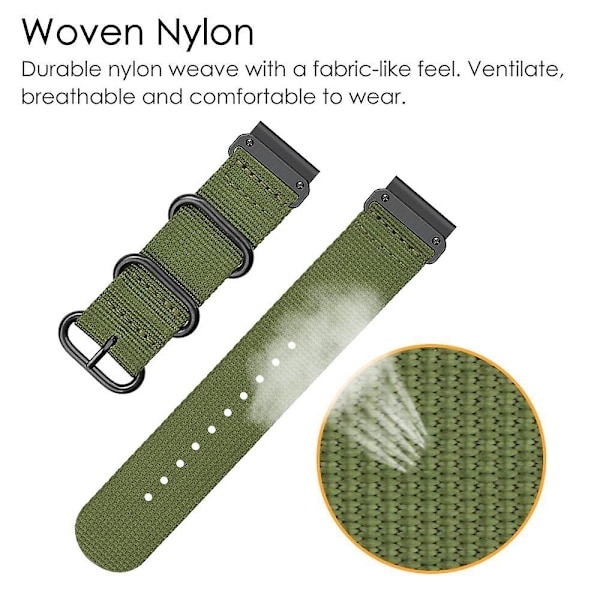 Nylon Urrem til Garmin Fenix 7 For Garmin Fenix 7  (FMY) Army Green