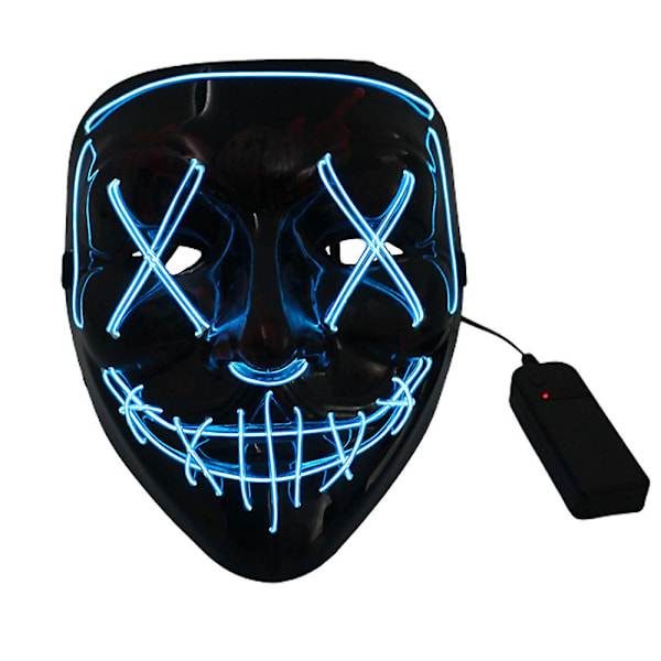 Halloween-fest LED-lysende neonmaske skummel cosplay sting horror maske lys opp maske maske (FMY) Blue