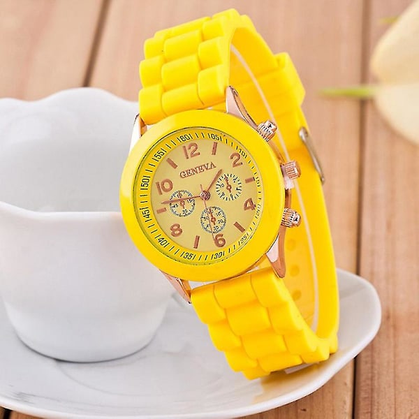 Unisex Geneva Silikon Jelly Sports Quartz Armbåndsur Ny XH (FMY) Yellow