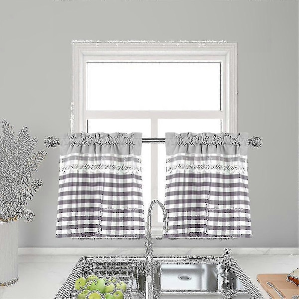 Kjøkkengardiner Dekor Vindusgardin Luksus Kafékappa Toppgardiner (FMY) Light Grey 74cmx61cm
