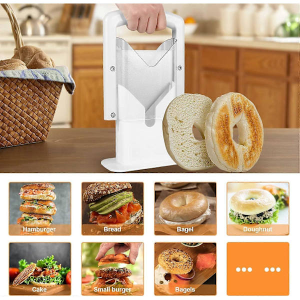 Kitchen Craft Bagel Slicer og Cutter, Bagel Slicer med Sikkerhetshåndtak Rustfritt Stål Bagel Presisjonskutter Bærbar Muffin Slicer Enkel å (FMY)
