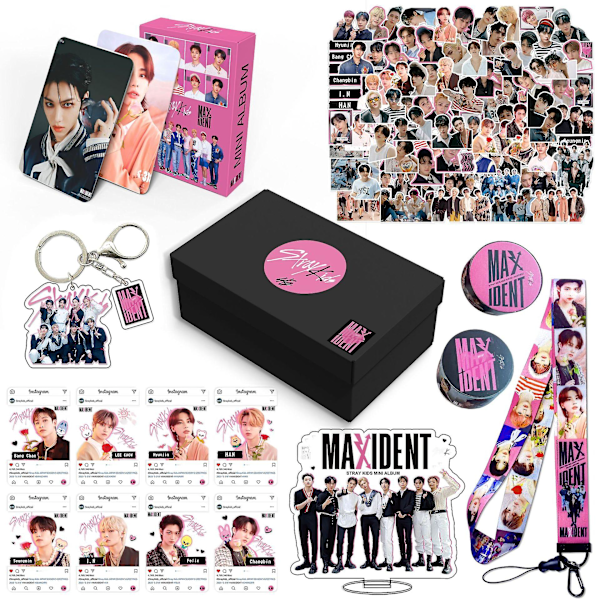 Stray Kids Nya Album Maxident Presentask Kpop Merchandise Fotocards Halsband Nyckelring Presenter För Skz Fans (FMY) A