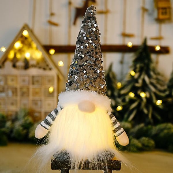 30 cm Juledukke Alv Gnome Med Led Lys Julepynt For Hjem Jul Navidad Nyttår 2023 Barnegaver (FMY) E