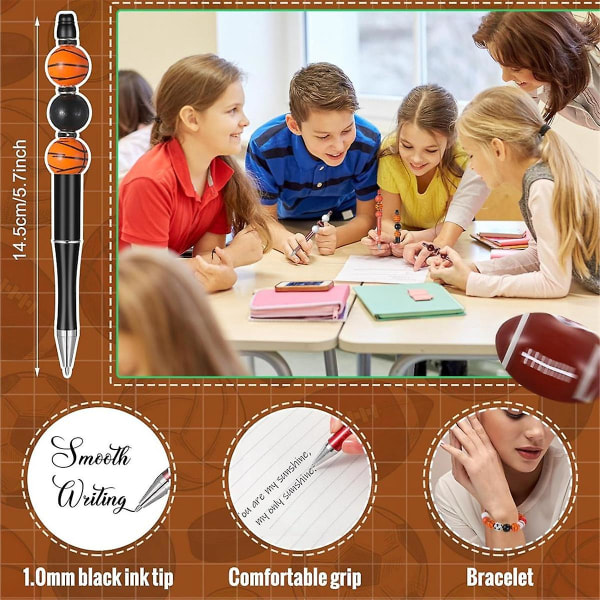 16 sett plastkule-perlerbare penner Bulk gjør-det-selv-perlepennesett, for barn Student skolekontorgaver (FMY)