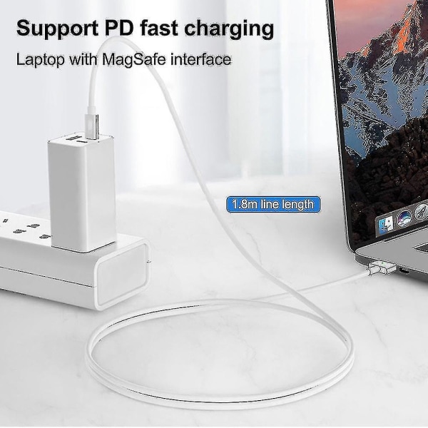 Fonken Usb -c Hun Til Magsafe 2 Ladekabel Adapter Til Macbook Pro Air 100w Oplader Strømadapter 1,8m (FMY) white