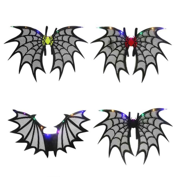 Halloween Sort Kostume med Sorte Bat- og Spidervinger med Lys, Fe-Kostume Party Dekoration, 100% Ny (FMY) Red