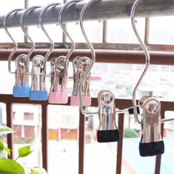 20 STK Støvleklemme Clips, Vasketøjskrog Hængende Tøjklemmer Rustfrit Stål Bøjle Hold Clips kompatible med Sokker, Håndklæder, Undertøj, Hatte, S (FMY) Black