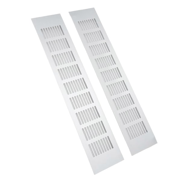 2 stk. Luftventilationsgitter Aluminiumlegering Rektangulær Ventilationsplade til Skab Skoskab Garderobe 80x400mm (FMY)