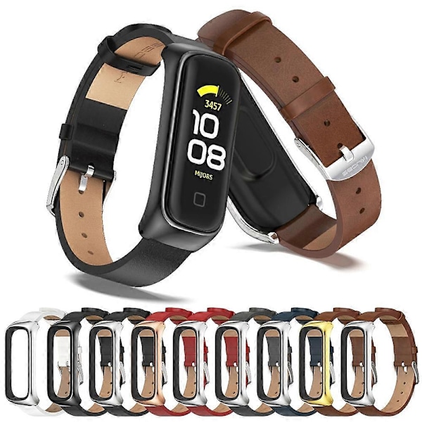 Klockarmband i Mikrofiberläder för Samsung Galaxy Fit 2 (FMY) Grey Silver