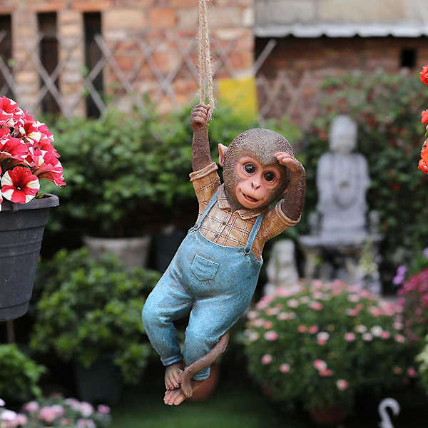 Klatrende apekatt tre tau hengelig anheng hage harpiks statue hjem ornament dekorasjoner gave (FMY) B