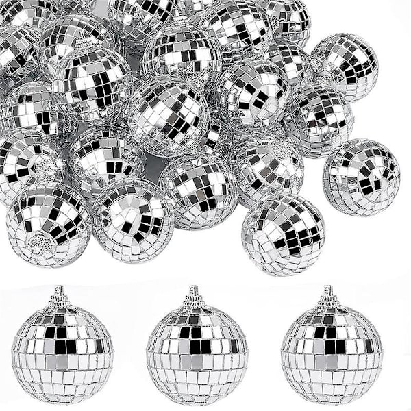 30 kpl Disco Peilipalloja 2 tuumaa Heijastava Peilipallo Riippuva Pallo Juhliin Koti Koristeluun (FMY) Silver