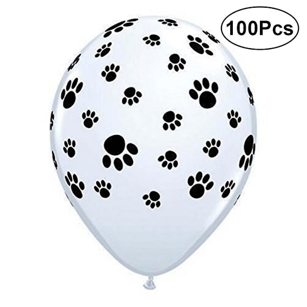 100 stk hvite lateksballonger Ballong Hund Hundetema Festartikler Dalmatinerballonger Pote Baloon Hundeparty Gummiballong (FMY) White