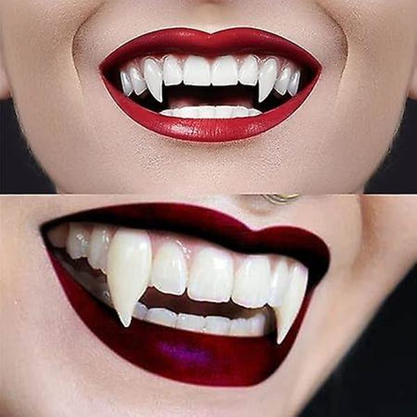 3 paria irrotettavia vampyyrihampaita Halloween-hampaiden pidentämiseen, ihmissusien cosplay-hammasraudat, irrotettavat vampyyrifangit kauhujuhliin vampyyrihampaat (FMY)