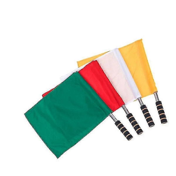 4 stk. Håndsignalflag Kampdommerflag Rustfrit stål Stang Kommandoflag (gul, rød, grøn, hvid) (FMY)
