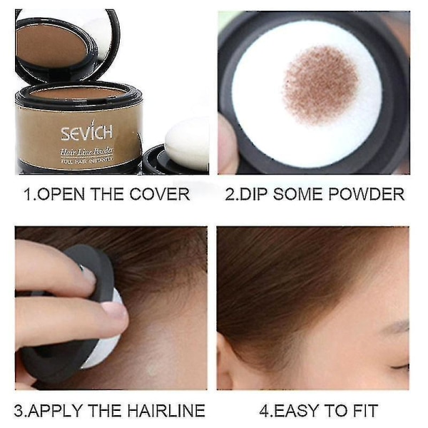 Sevich Hairline Powder 4g Hairline Shadow Powder Makeup Hair Concealer Natural Cover Unisex Håravfallsprodukt Lysebrun (FMY)