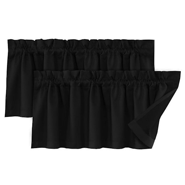 2 stk Gardin Topp Dekor Lysblokkerende Moderne Elegant Ensfarget Svart Belegg Stue Soverom Vindu Topp Deksel Hjemmetilbehør Kaesi (FMY) Black