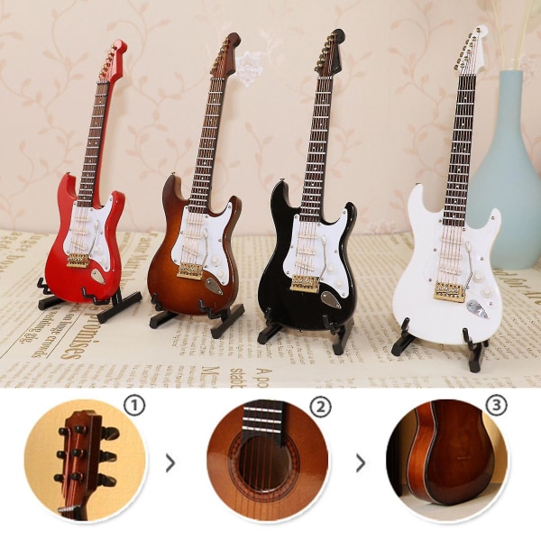 Mini klassisk gitar/elektrisk gitar modell julepynt - Ornamentale miniatyrreplikagitarer (FMY) Red Electric Guitar