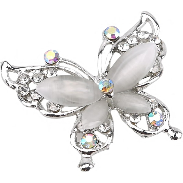 Butterfly Brosch Elegant Faux Crystal Scarf Pin Djurbrosch For Women Festival Present, silver, 3,5*3cm (FMY)