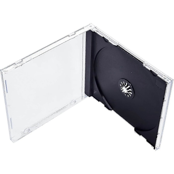 25-pack Standard Enkelt Transparent CD-fodral med Monterad Svart Bricka (FMY)