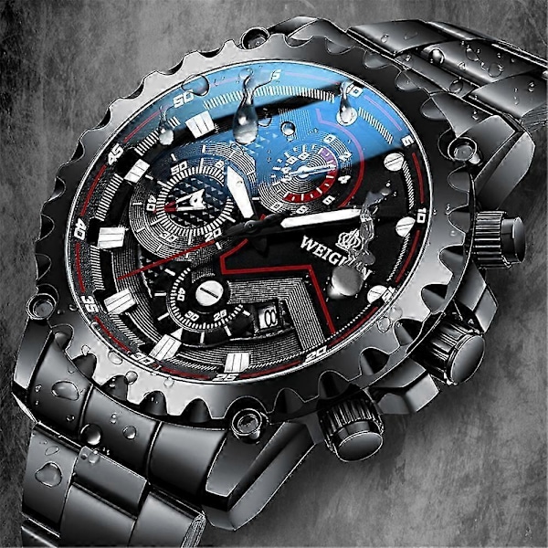 Herre Ur Klassisk Rustfrit Stål Kvarts Lysende Luksus Armbåndsur Vandafvisende (FMY) Black steel with blue backgr