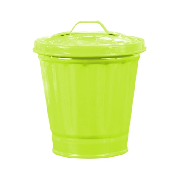 Skrivbords papperskorg stor kapacitet med lock, hinkform, rostfritt, läckagesäker, belagd förvaring av sopor (FMY) Green One Size