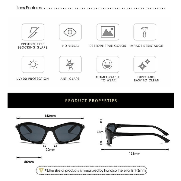 Wekity Sports Solbriller Retro Geometric Solbriller for menn og kvinner (FMY)