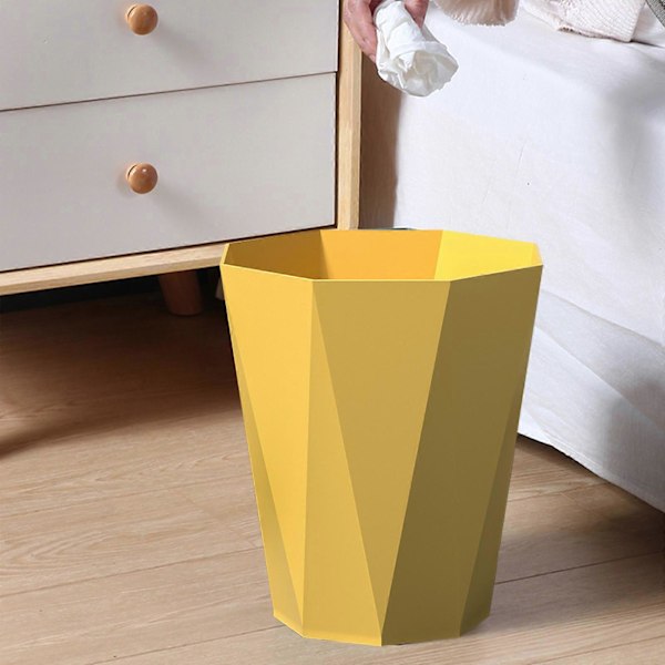Søppelbøtte for husholdningskjøkken, soverom, toalett, stor, uten lokk, pressring, baderomssøppelbøtte (FMY) Yellow