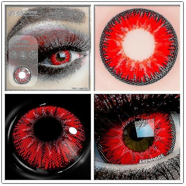 1 par färgade kontaktlinser Cosplay färgade linser Halloween linser kontaktlinser Beauty Makeup (FMY) Ayy Red