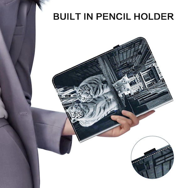 Maltet Cover i Læder med Malet Design til Samsung Galaxy Tab A 9.7 T550 T555 P550 (FMY) Cat Reflection Tiger