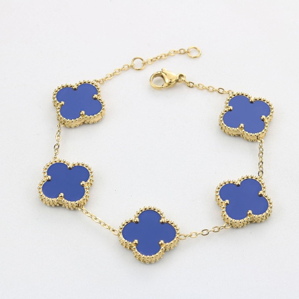 Bejoey Four Leaf - Armbånd 18k Guldbelagt Rustfrit Stål Dobbeltsidet Eftermarked - ya  (FMY) blue