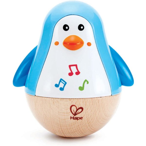 Penguin Musical Wobbler | Farverig vaklende melodipingvin, Roly polylegetøj til børn 6 måneder+, flerfarvet, 5'' X 2'' (e0331) , Blå (FMY)