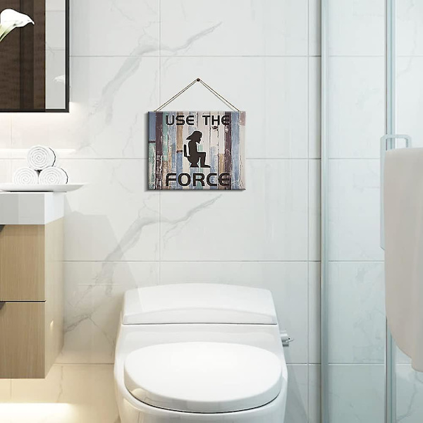 Brug Kraften Badeværelsesskilt i Træ, Sjove Toilet Skilte Væghængende Plade Dekorativ, Rustik Landhus Væghængende Dekoration Til Toilet (multi)  (FMY) Multi Standard