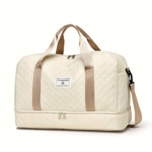 Luksuriøs Oversized Duffel Bag - Stilig & Slitesterk med Vanntett Rom, Multifunksjonell Bære, Tørr/Vått Separasjon & Praktisk Sidelomme (FMY) Beige Color