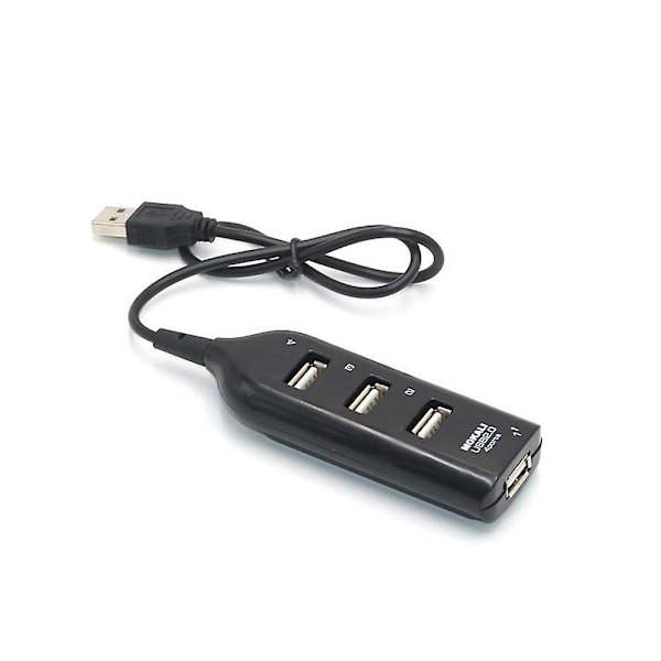 USB A Hub 4-ports USB Hub Slank Bærbar Datahub Usb Adapter Laptop USB HUB Usb Hub Laptop Usb Hub Datamaskin (FMY) Black