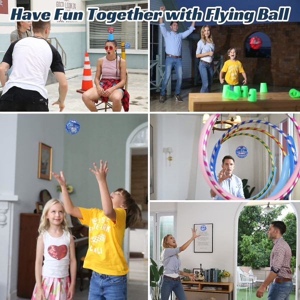 Flying Ball Toys, 2021 uppgraderad uppladdningsbar Boomerang Spinner Drone 360roterande Soaring Orb Ball Toy Inbyggd LED Mini Orb Drone Flying (blå) (FMY)
