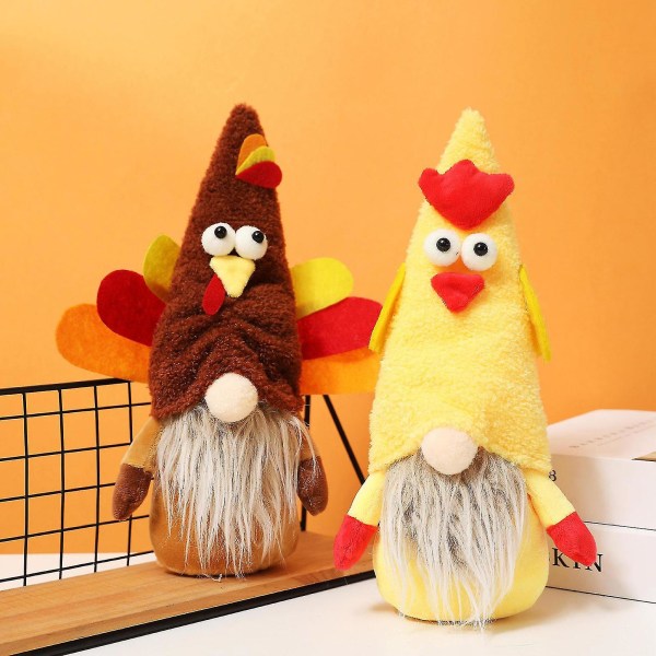 Faceless Turkey Hat Dwarf Decoration Cotton Thanksgiving Furry Touch Gnome Doll Home Decor  (FMY)