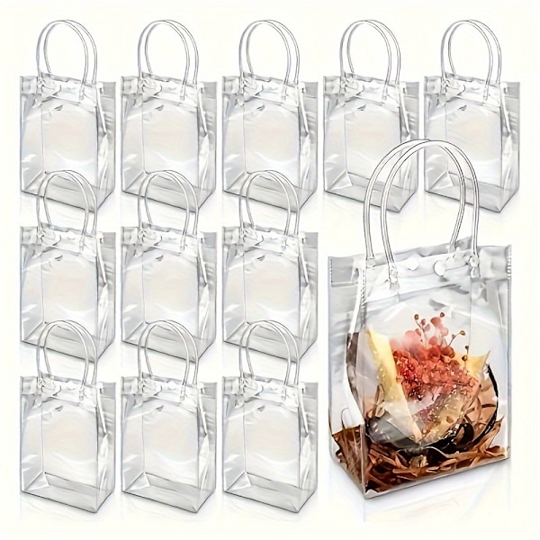 25 st stora vertikala transparenta PVC-bärkassar - Flerfunktions-festpåsar för jul, halloween, födelsedag och mer - Återanvändbara (FMY) 25pcs