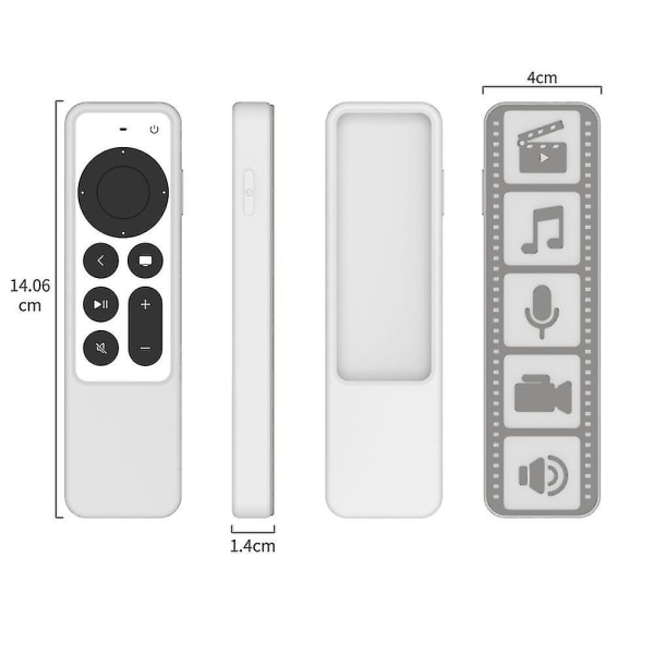 Fjernkontrolldeksel Silikon Støtsikker fjernkontrollbeskyttelsesveske for Apple Tv 4k (AM4)