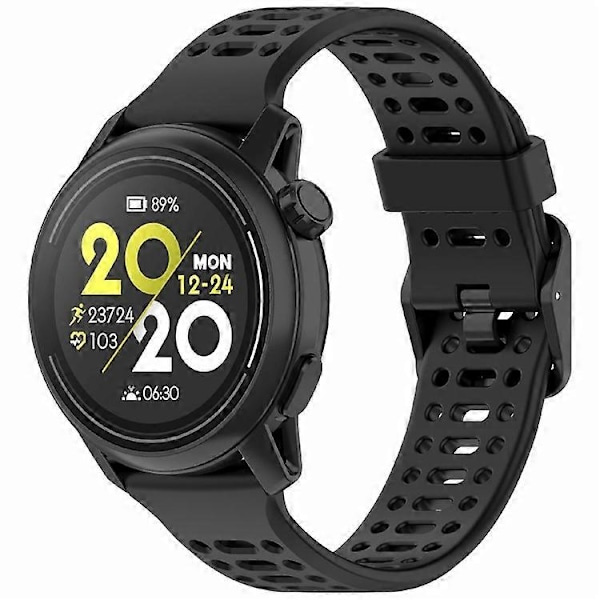 Kompatibel med Coros Pace 2 / Apex 2 / Apex 42mm Silikone Urrem Ensfarvet 20mm Urrem (FMY) Black