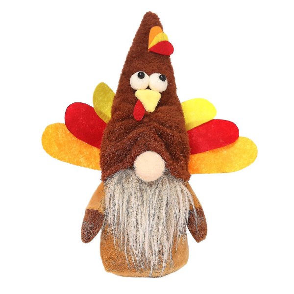 Ansiktsløs kalkunhatt Dvergdekorasjon bomull Thanksgiving Furry Touch Gnome Doll Home Decor (FMY)