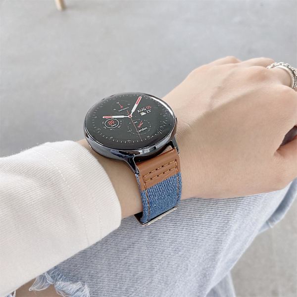 20mm Denim Nahkainen Rannekoru  (FMY) Black White Grid
