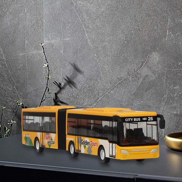 1/32 Bussmodell Leksaker Simulering för Nybörjare Tonåringar Vuxna Barn Gul (FMY)