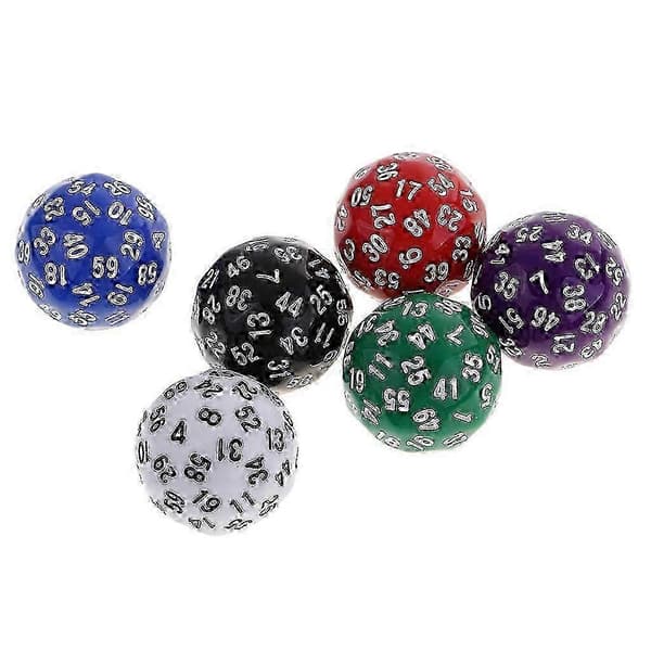 6x 60-sidet terninger D60 Polyhedral terninger til RPG brætspil (FMY)