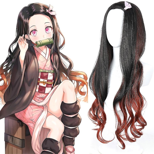 Demon Slayer Kamado Nezuko Cosplay Party Kostym Outfits Halloween Party Anime Set Gifts (FMY) Only Wig One Size - Wig