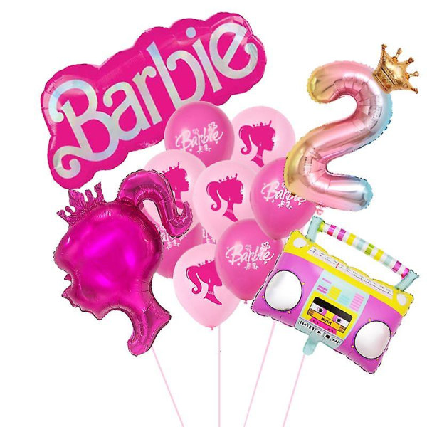 Ny DIY Kawaii Barbie Ballong Barn Flickor Pojkar 0-9 år Födelsedagsfest Tema Dekoration Barn Baby Aluminium Film Ballonger Leksak (FMY) yin-2