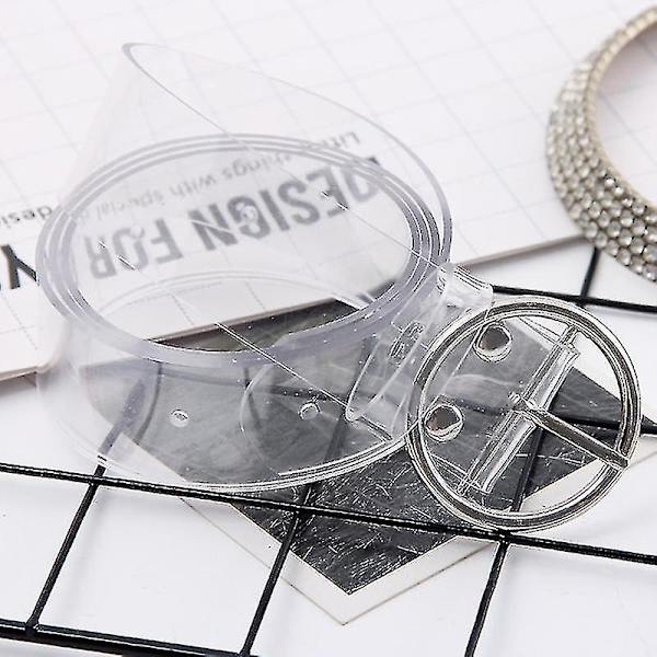 Womens Transparent Waistband Pin Buckle Design Clear Waist Belt-fg  (FMY) Sliver Round